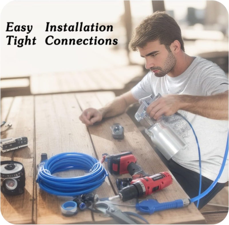 MSAEIQUN Pneumatic Tubing Blue Polyurethane PU Air Hose Pipe Tube Kit 10mm OD 6.5mm ID 10 Meter 32.8ft for Air Line or Fluid Transfer (10mm x 10M) - Image 2